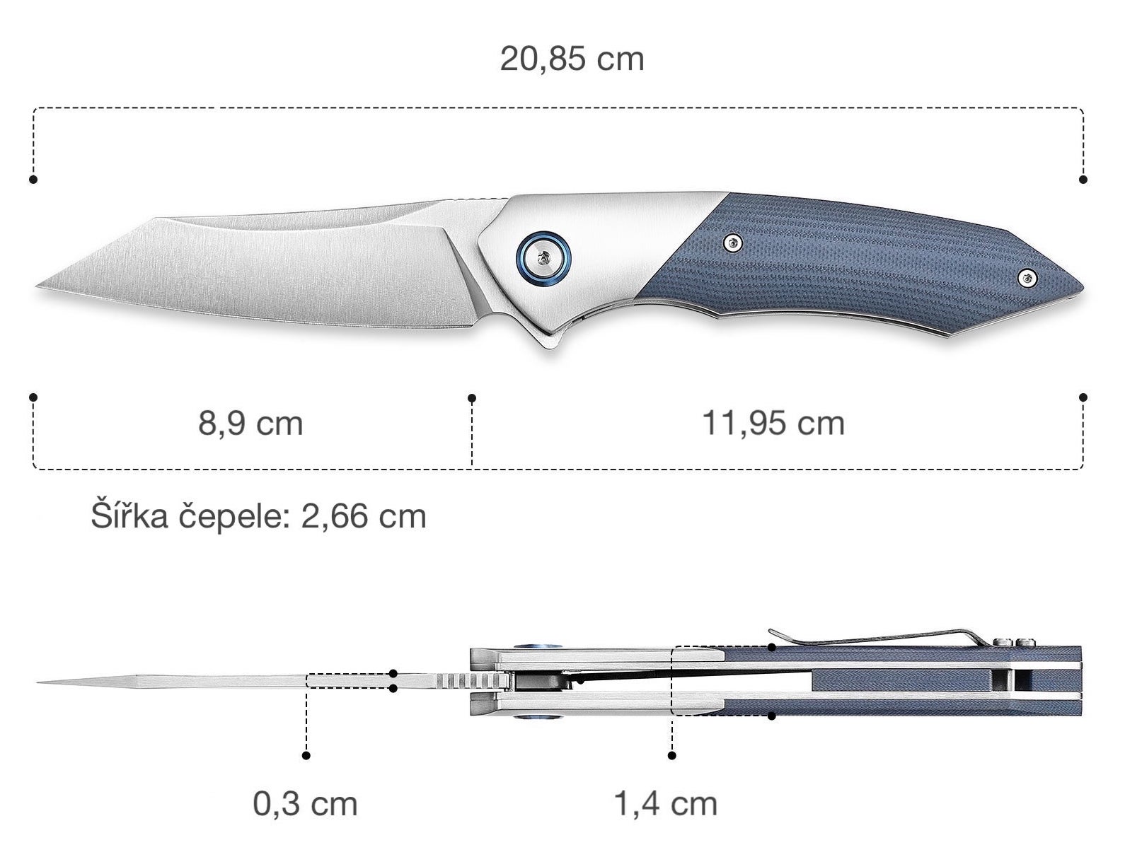 Rozměry zavíracího nože Trivisa Vul 03G_1